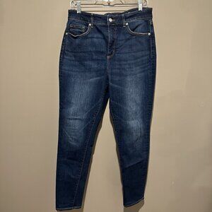 Loft Denim Jeans Women's Size 30/10 Blue Curvy Skinny Crop Leg Dark Wash